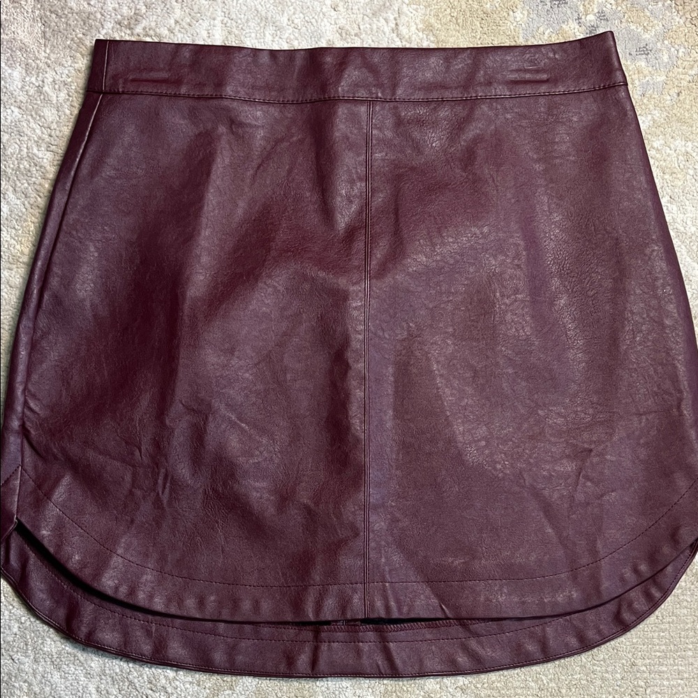 Mittoshop Deep Burgundy Mini Skirt Faux Leather
